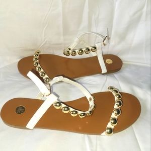 Flat Sandals white & gold